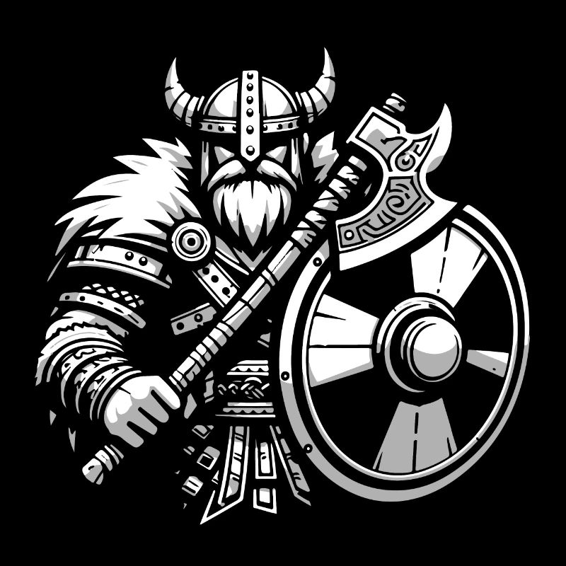 Wikingerkrieger mit Axt und Schild