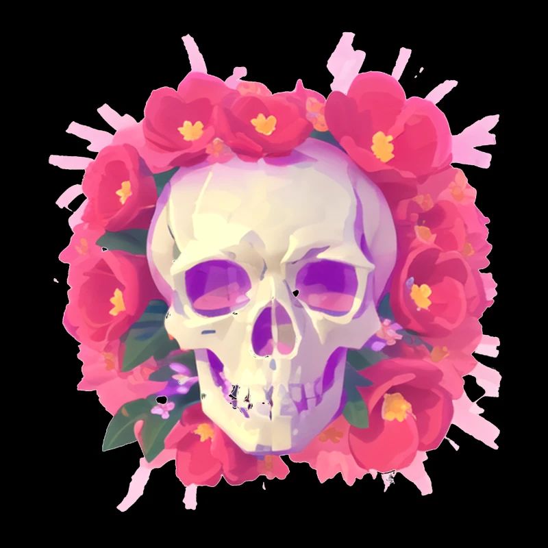 Skull lays in Flowers