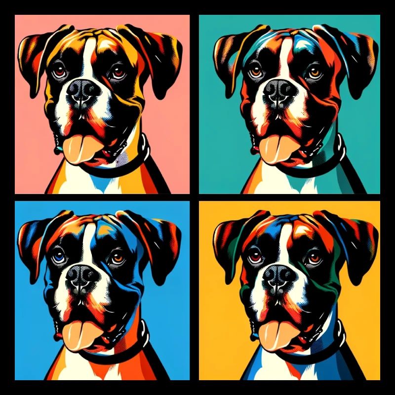 Pop Boxer chien Portrait - Portrait d’animal de compagnie