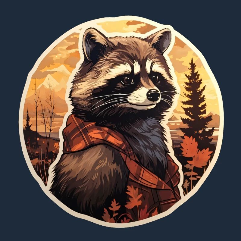 Waschbär in einer herbstlichen Abenddämmerung