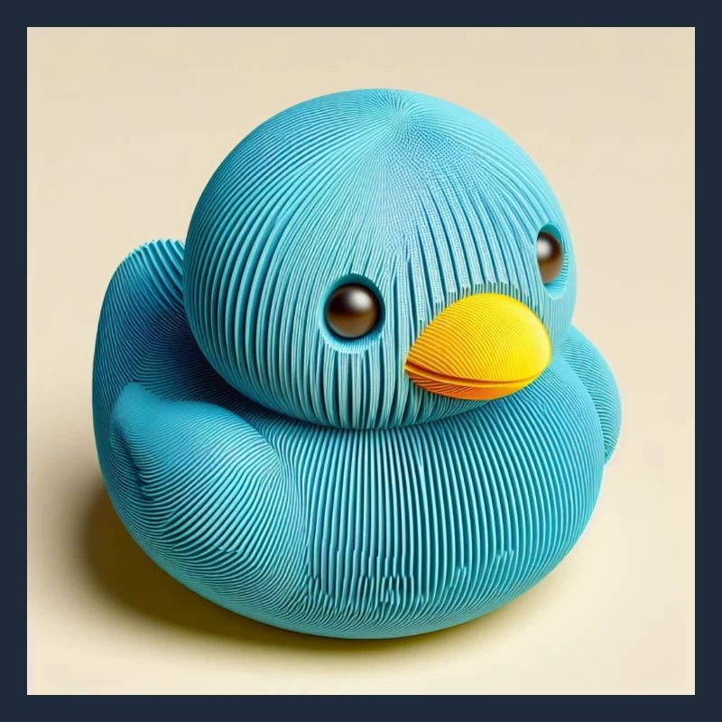Papier hyperréaliste 3D canard en bleu