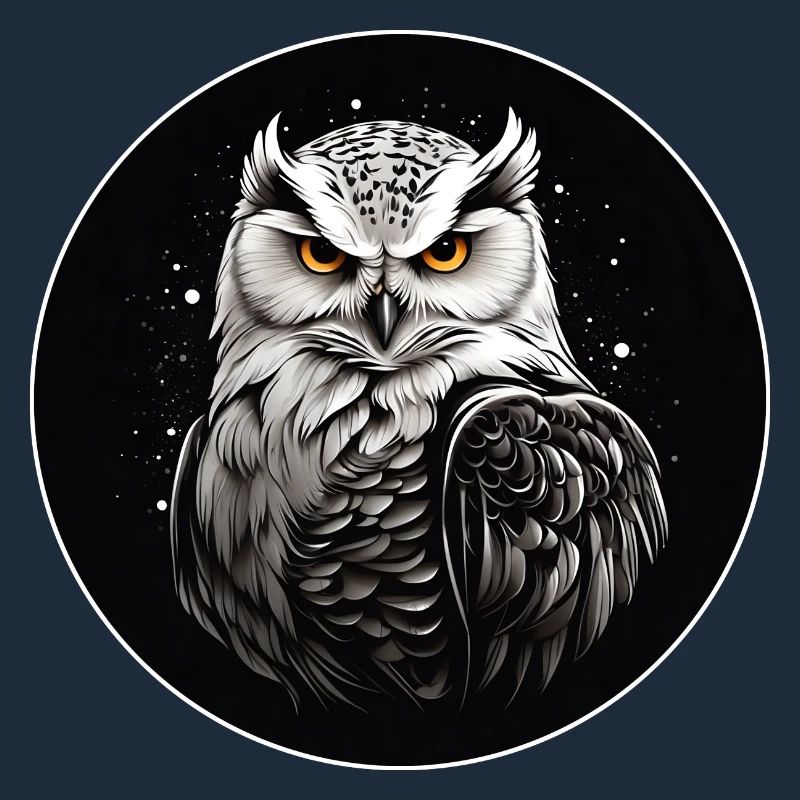 Schneeeulenportrait Schneeeule Eulengrafik