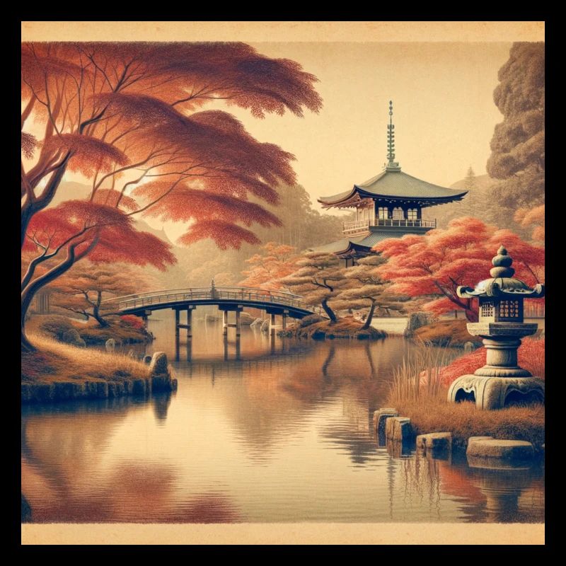 Soirée de l’étang vintage du Japon