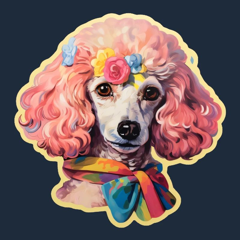 Tête de caniche avec accessoires
