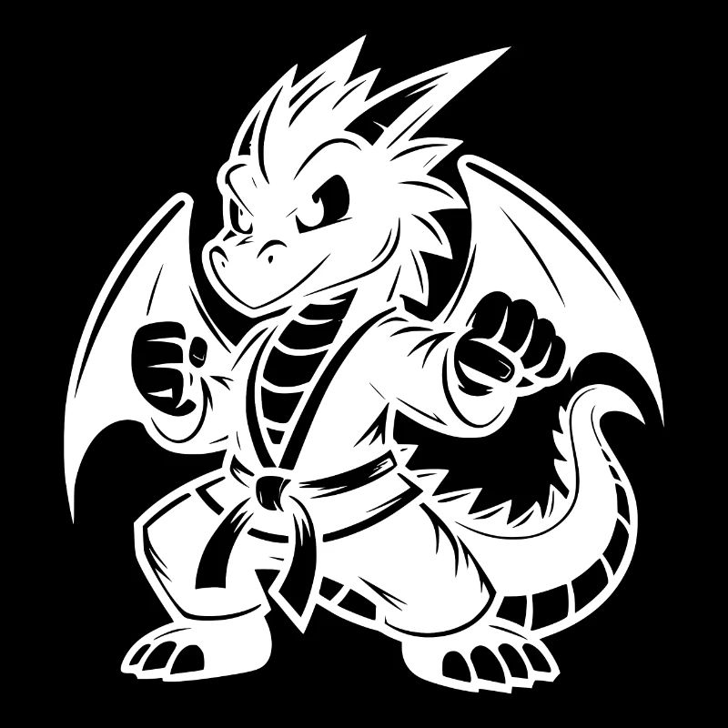 Stolzer Karate Flügel Drache Cartoon Style