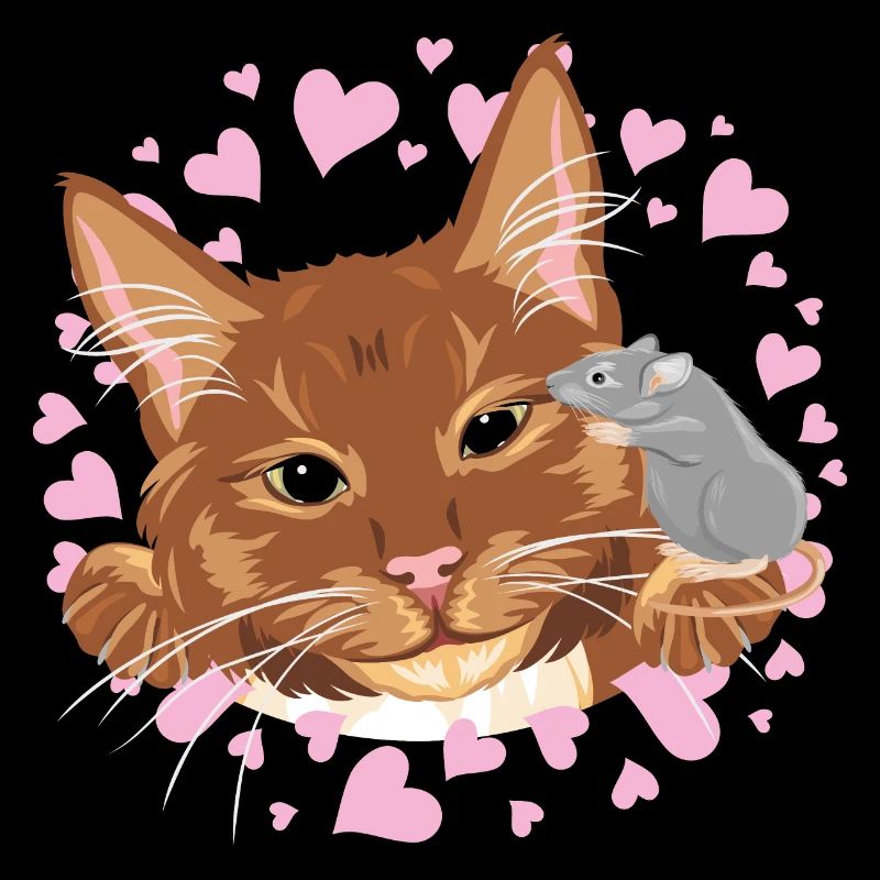 Ingwere Katze und süße Maus sind beste Freunde