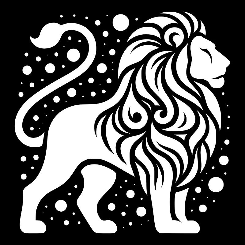 Proud lion with wild mane