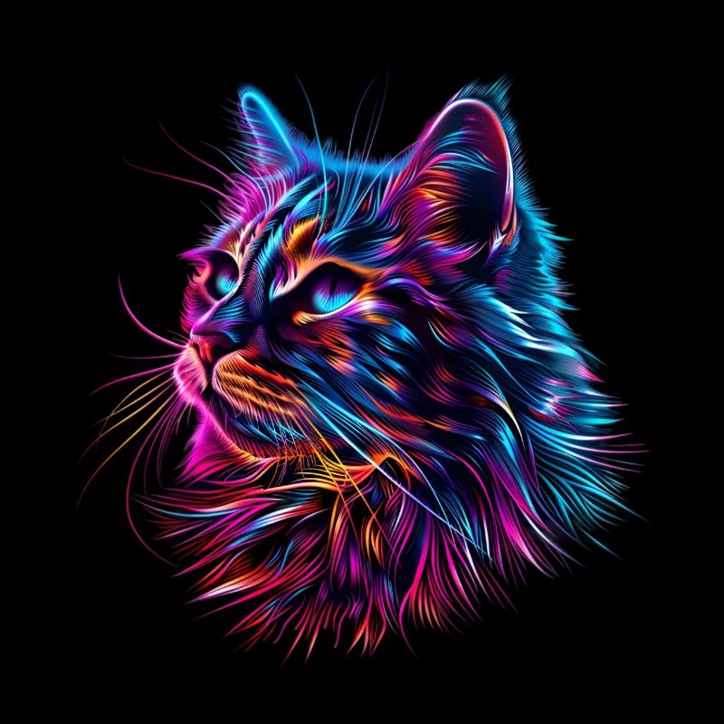 Katzengesicht in Neonfarben