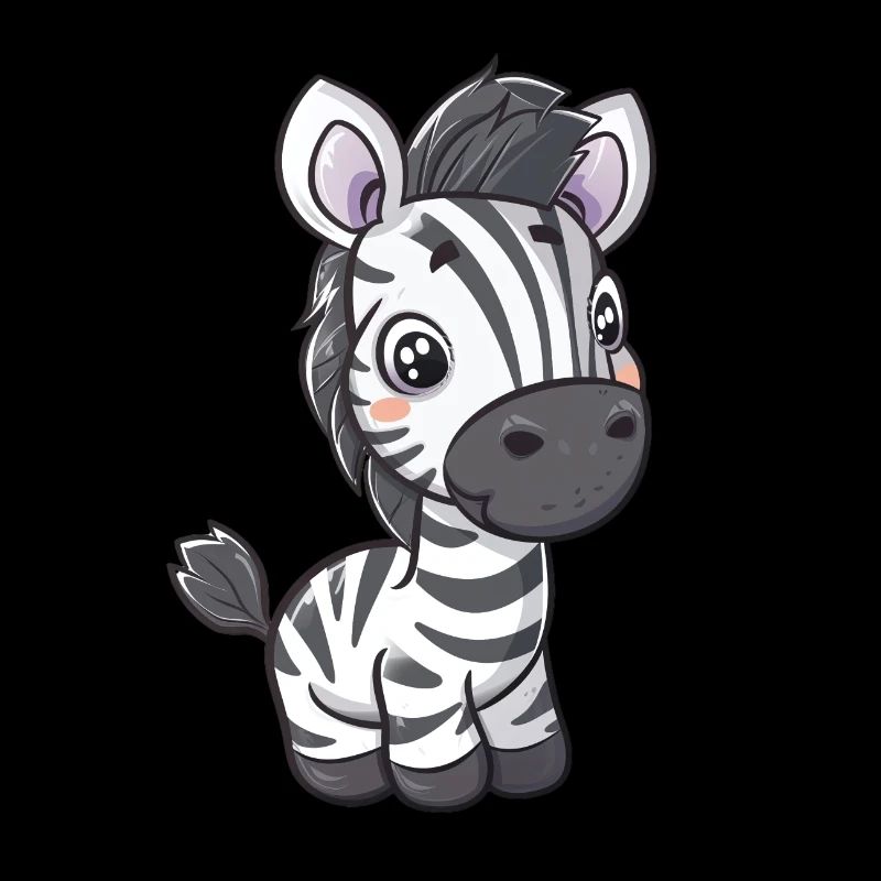 Comic-Stil Kawaii Zebra Aufkleber – Isoliert