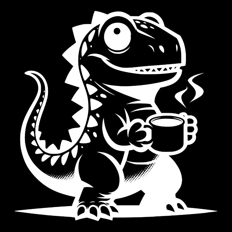 Bébé Dino avec tasse à café drôle de petit dinosaure
