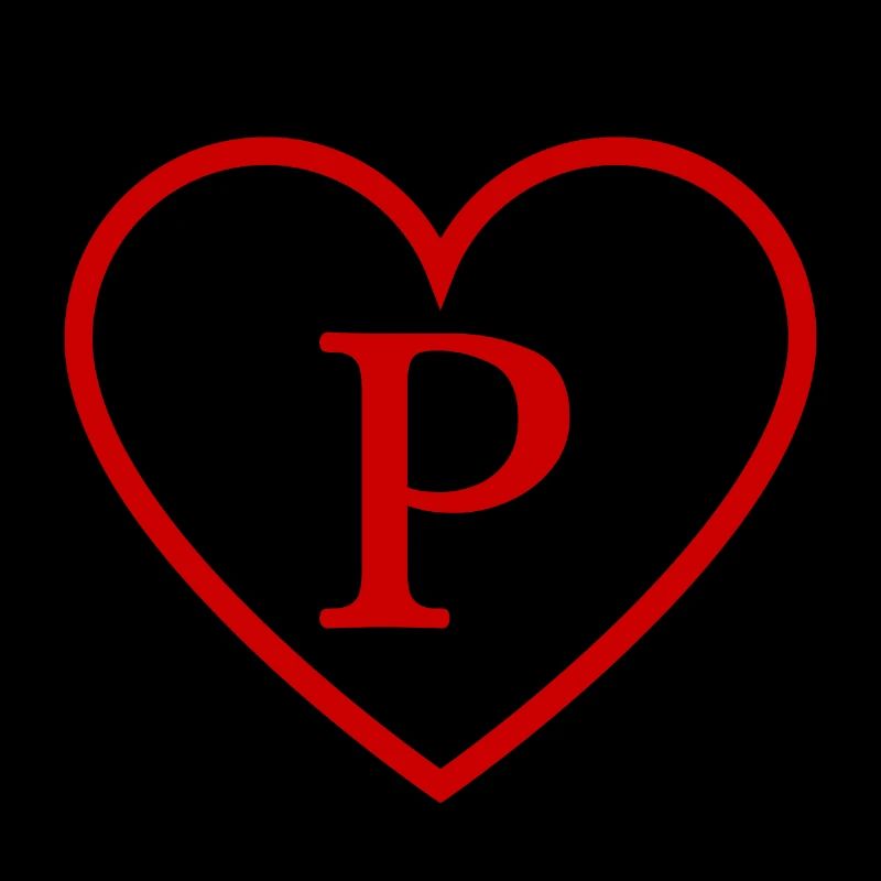 Buchstabe p rotes Herz