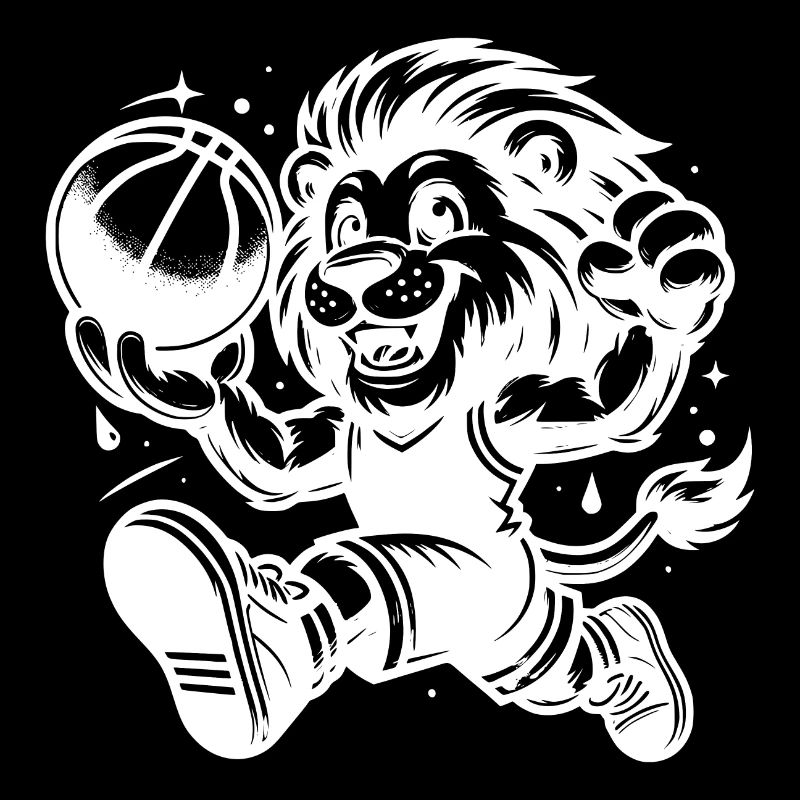 Drôle de lion de basket-ball avec balle