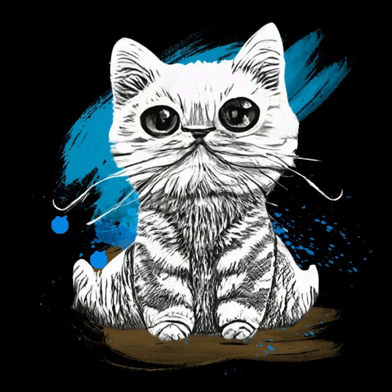 T-shirt chaton à fourrure heureux