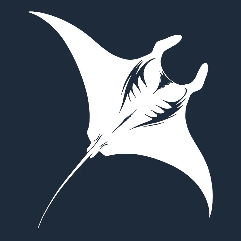 Elegant giant manta ray in underwater flight
