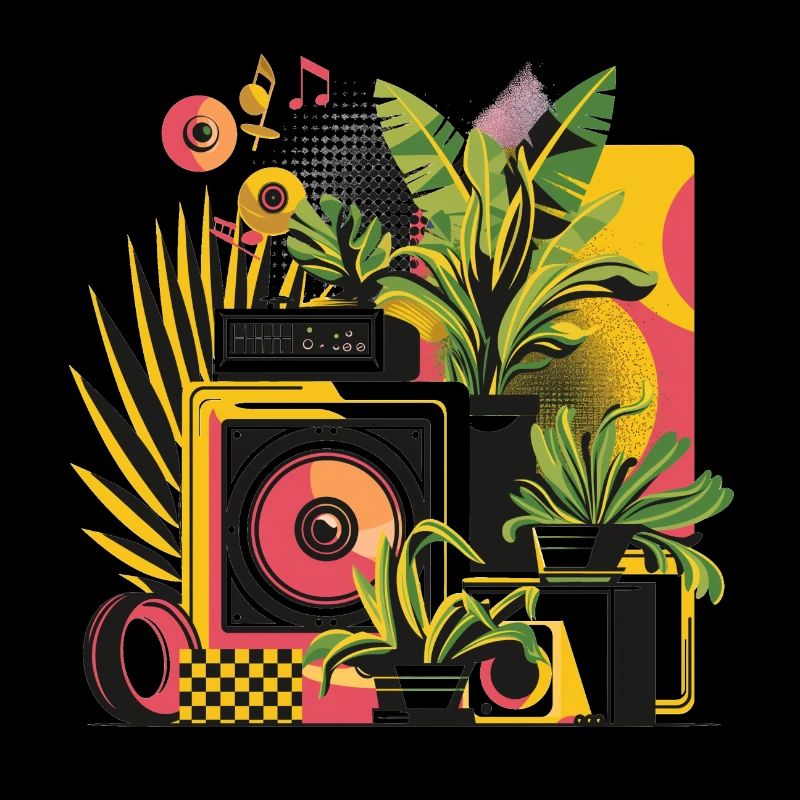 Plantes et musique - Impression de mode de haute qualité