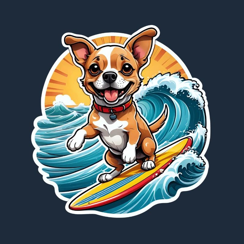 Fröhlicher Surfer-Hund