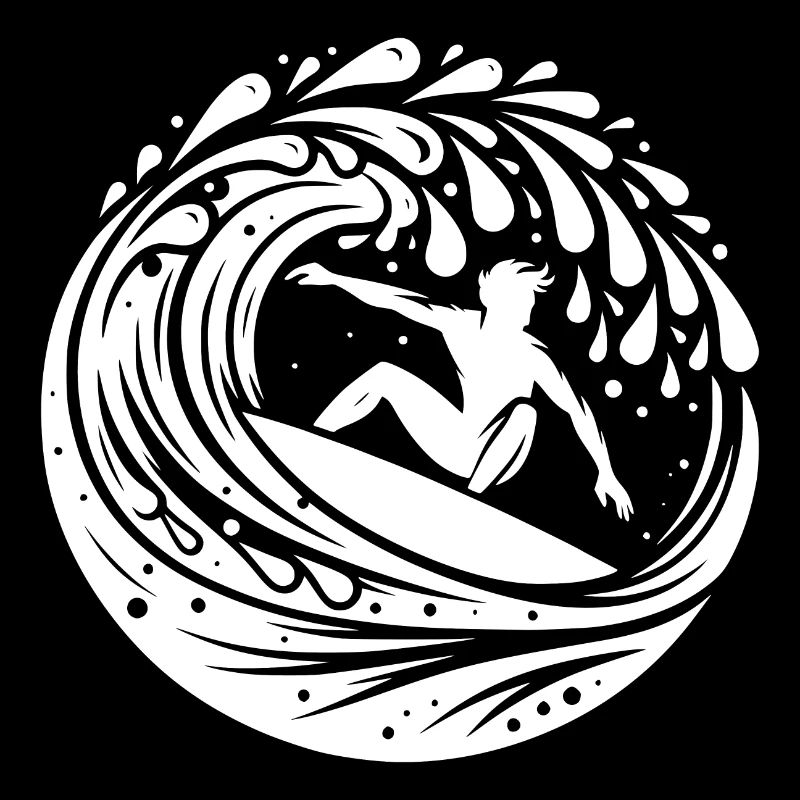 Surfer surfing in the waves with surfboard