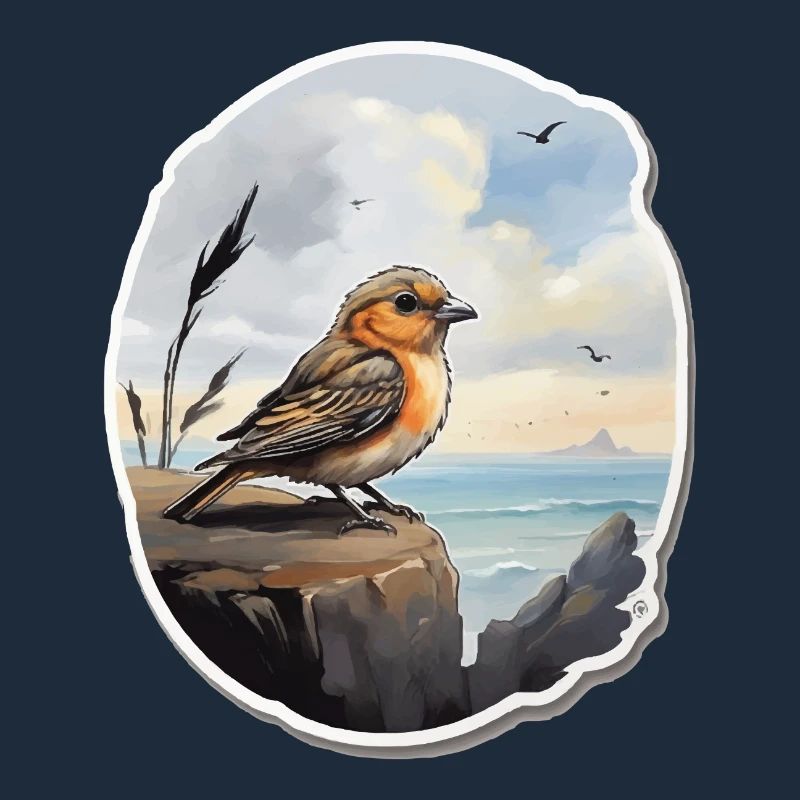 Landschaft Gemälde mit Vogel