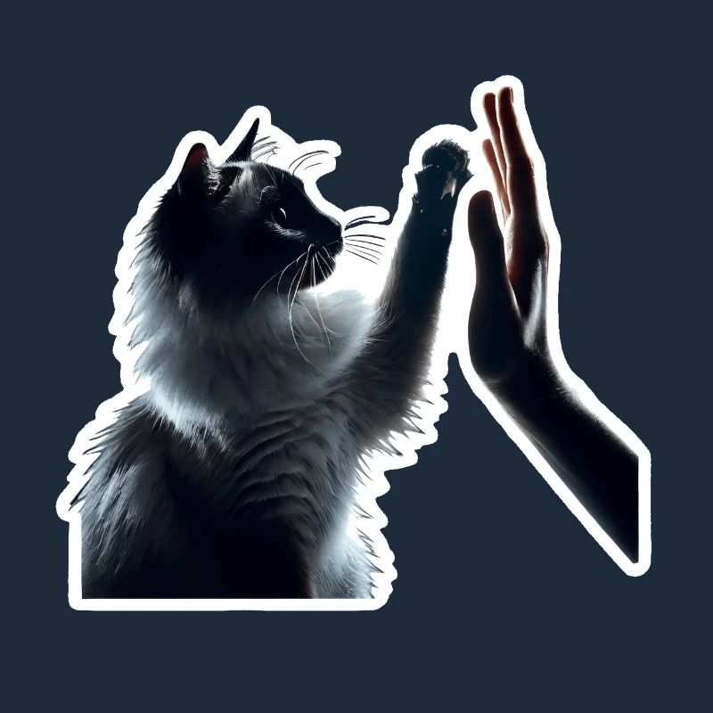 Siamese cat gives "high five"