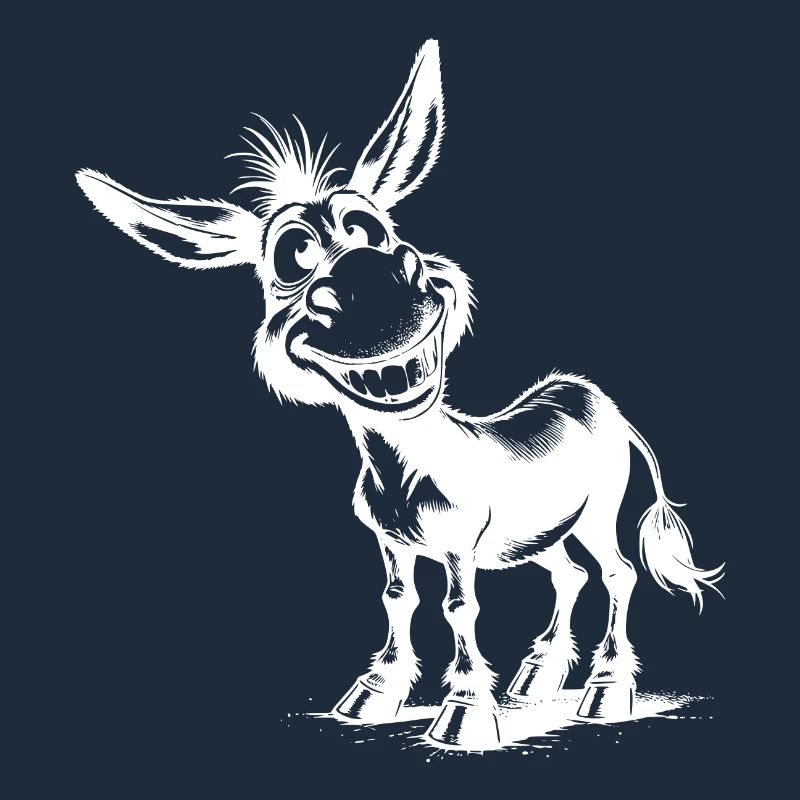 Grinning Donkey Funny Pencil Drawing