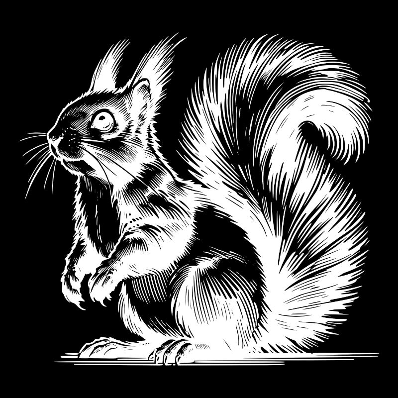 Cuddly Squirrel Pencil Stroke Sketch