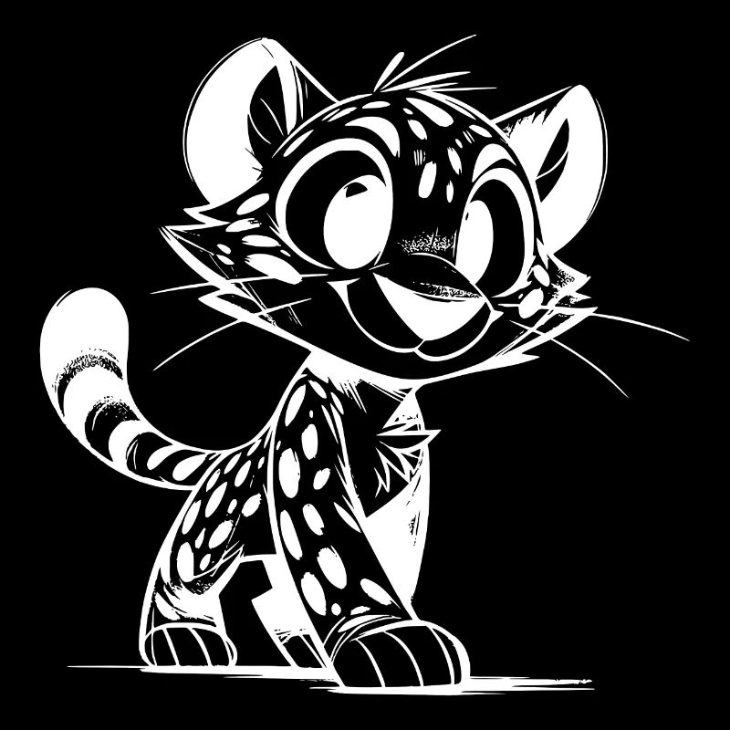 Cute leopard sketch with big eyes