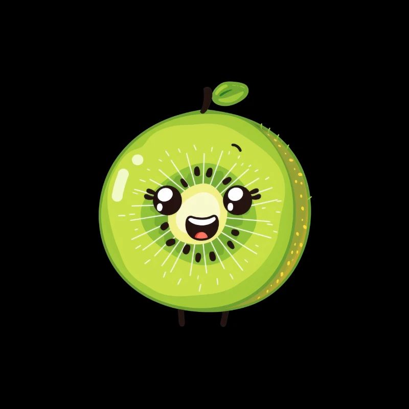 Charmant kiwi dans le style de dessin animé vert