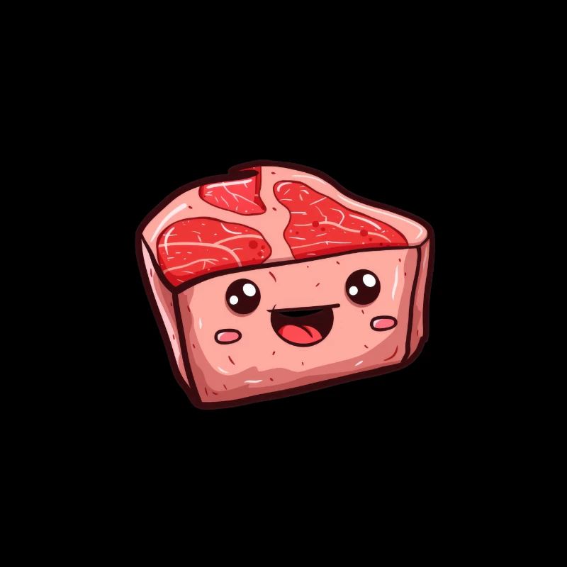 Charmant dessin animé steak viande avec visage