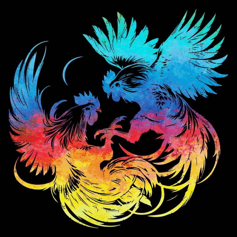 Coq, tup, combat, animal, isolé, coloré, poulet