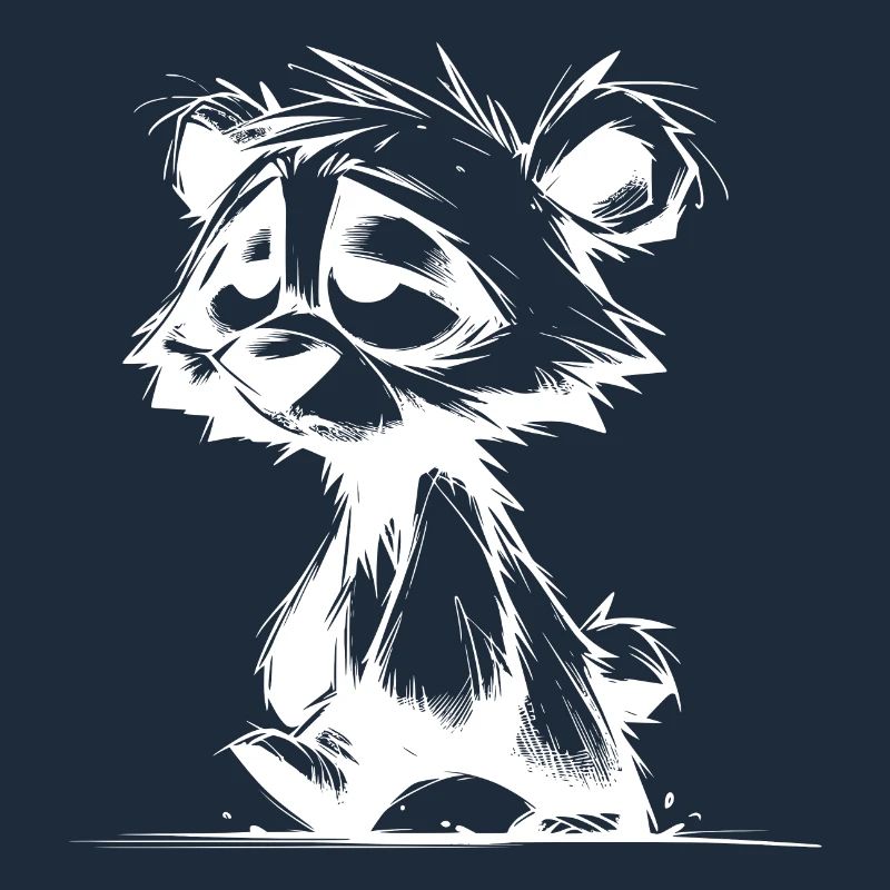 Fuzzy sleeping tired bear sketch