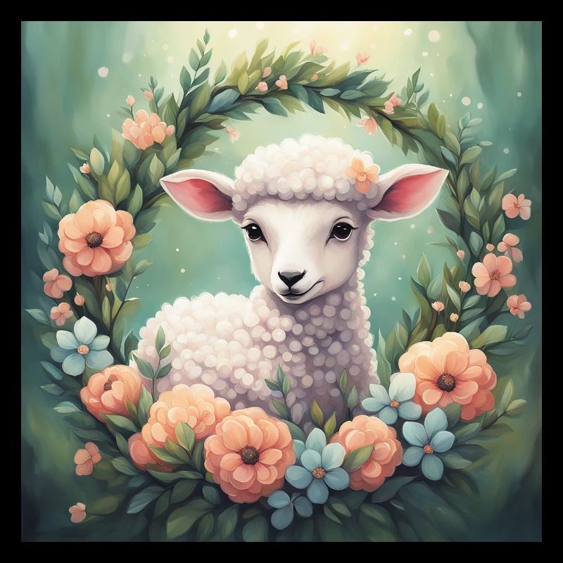 Mignon Kawaii Bébé Mouton Floral