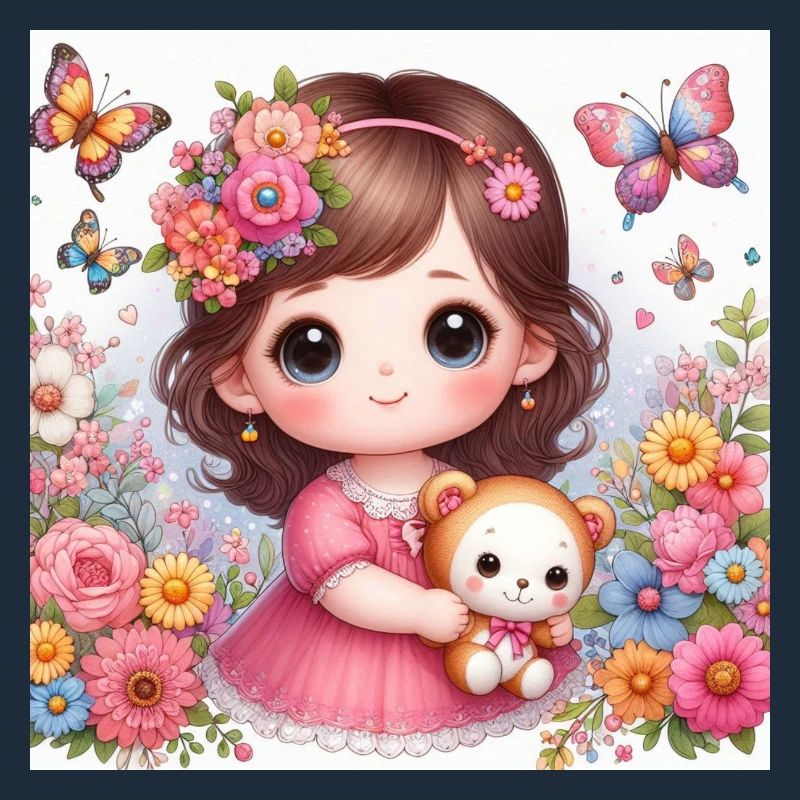 Kleines Mädchen mit ihrer Puppe