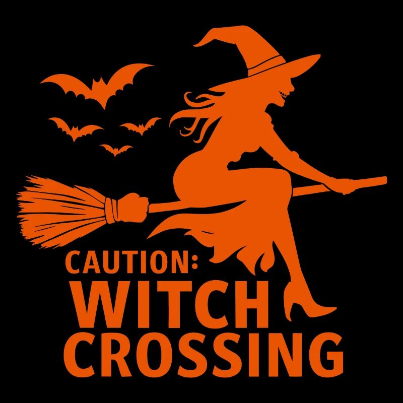 Halloween Witch Broom Caution Witch Crossing