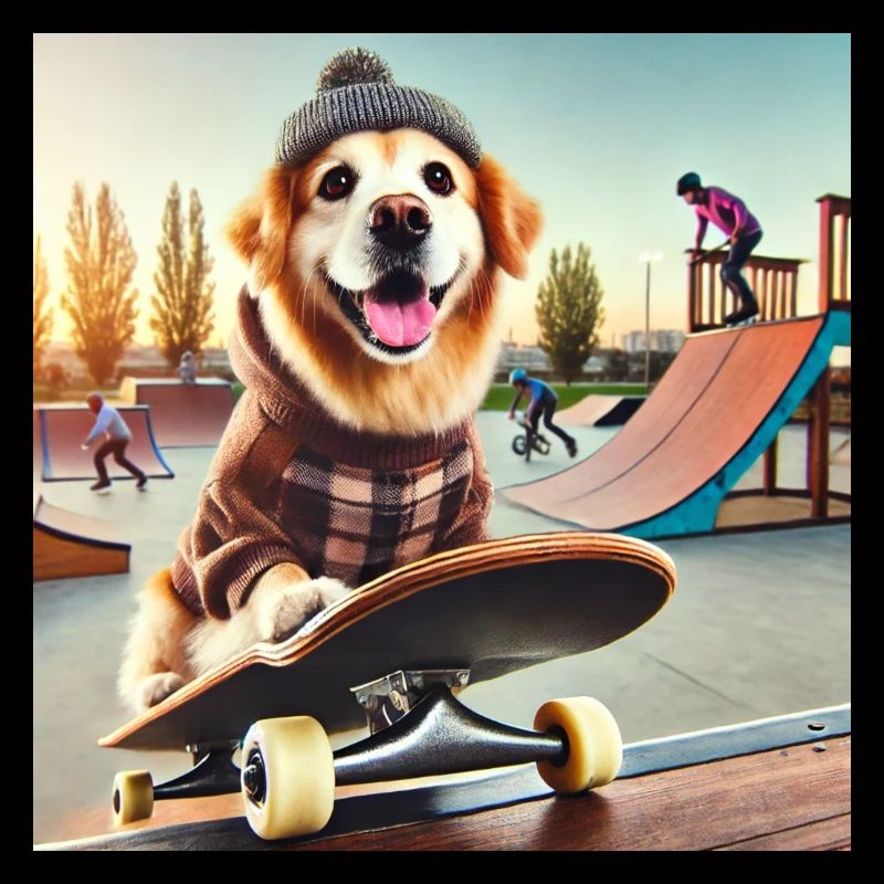 Hund auf Skateboard