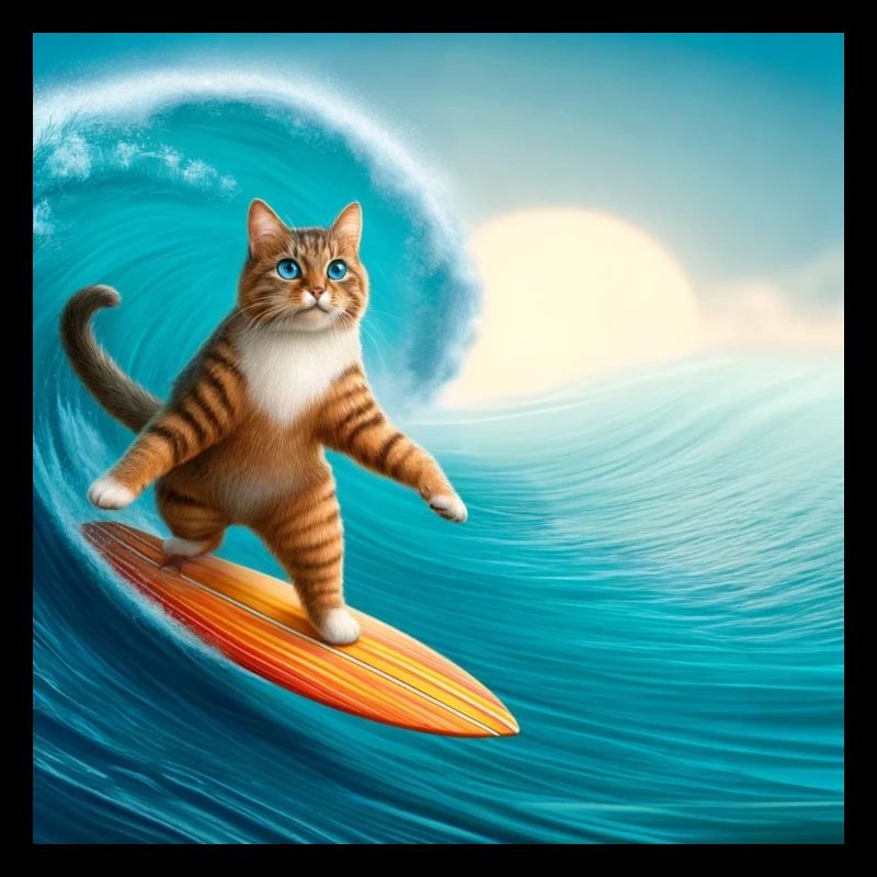 Surfer avec style : chat sur une planche de surf