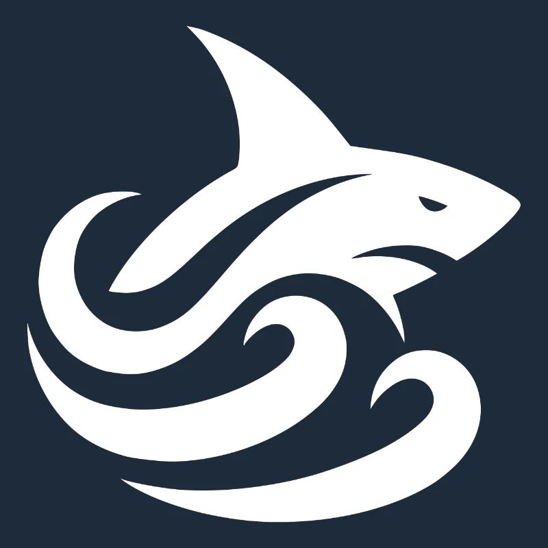 requin dans les vagues tatouage style logo