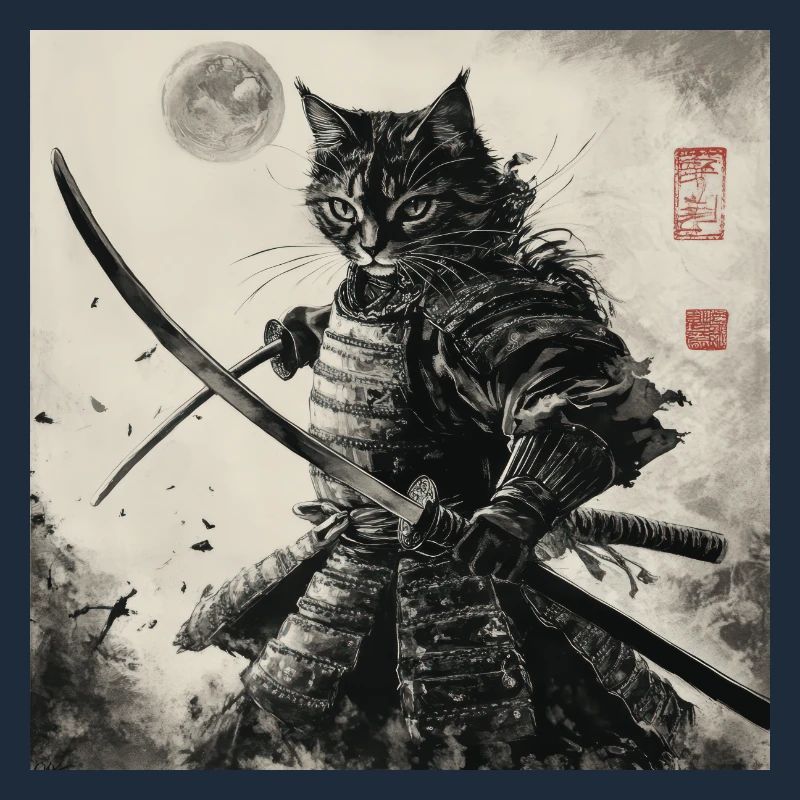 Cat Samurai Japan Ukiyo-E