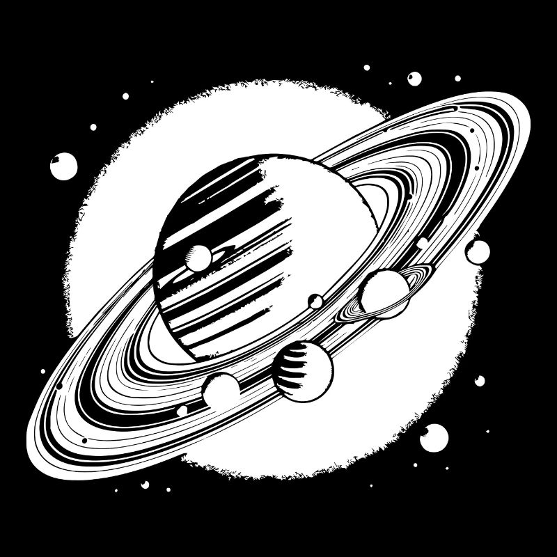 Riesiger Planet mit Ringen und Monden vor Sonne