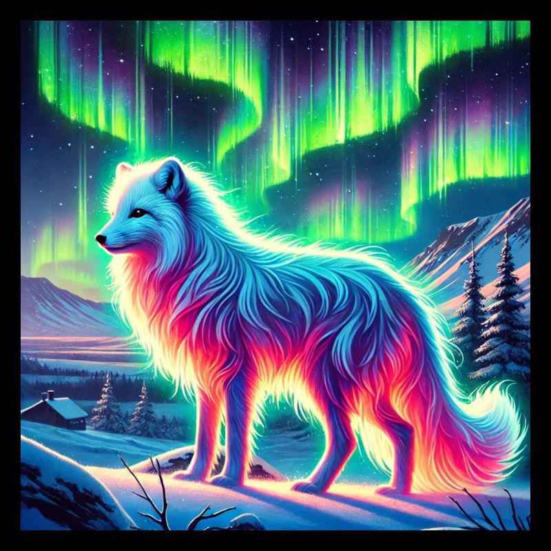Arctic fox Aurora Borealis