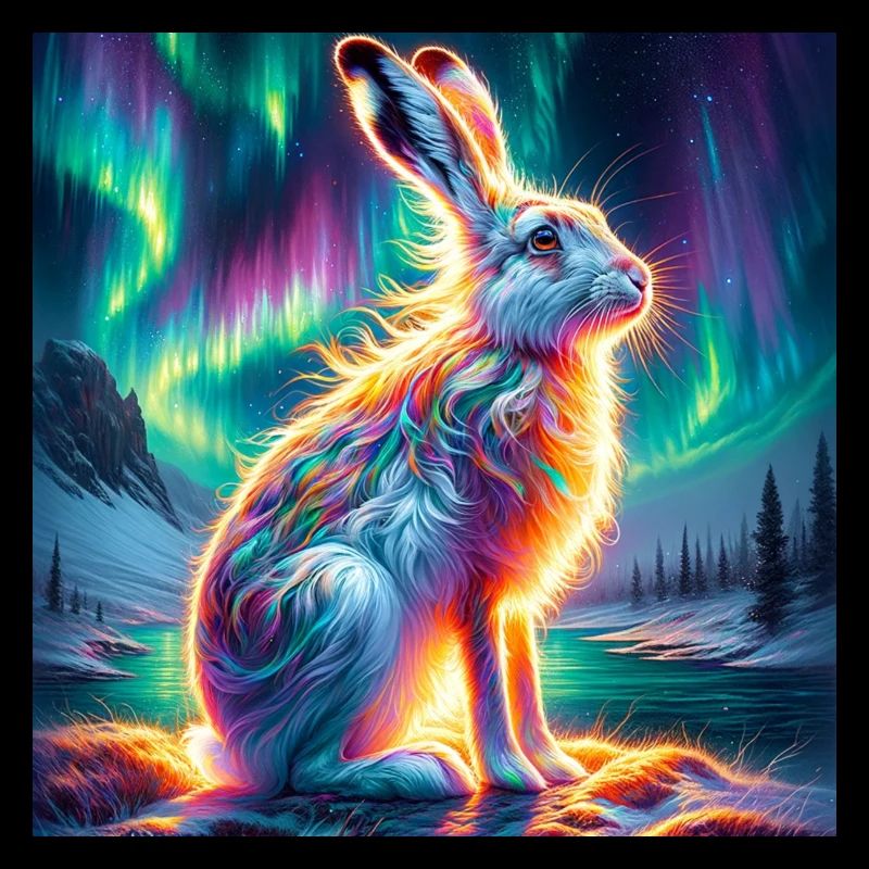 Schneehase Aurora Borealis