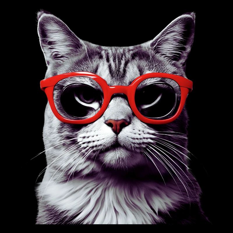 Katze mit roter Brille