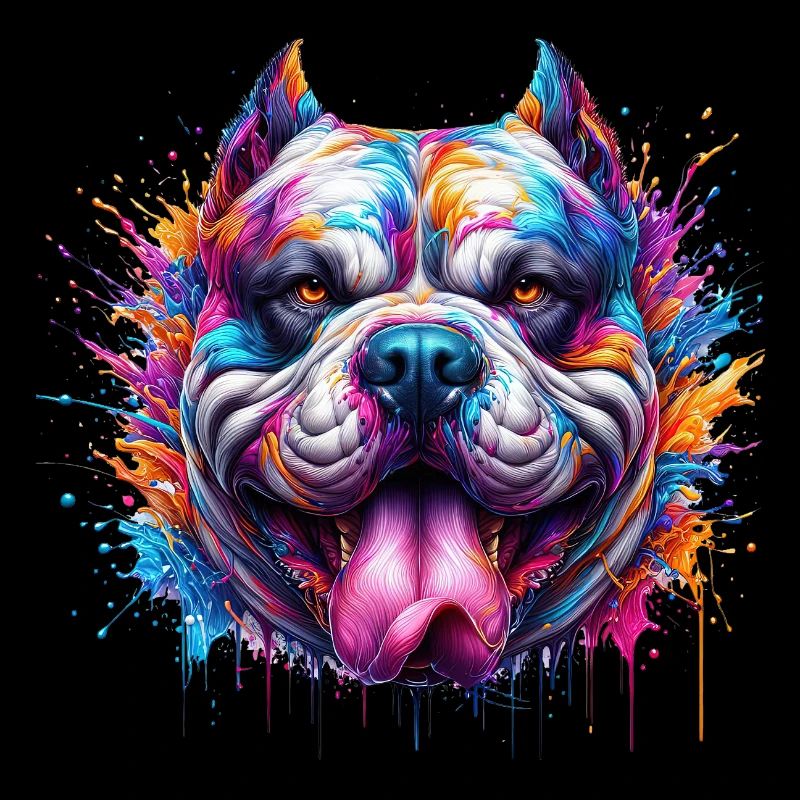 American Bully chien animaux chiot chien mignon aquarelle
