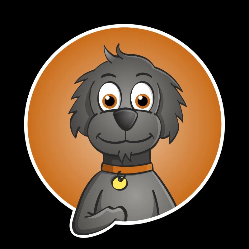Illustration des Kopfes eines fröhlichen Hundes.