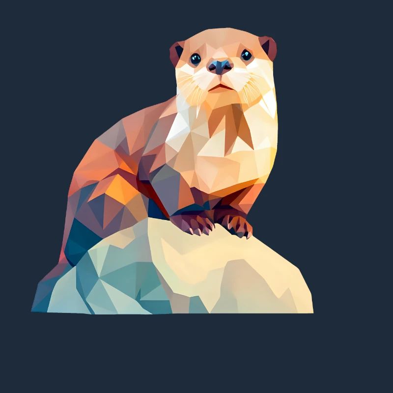 Playful Otter on Rugged Rock