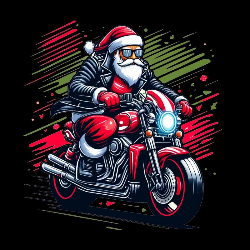 cool Père Noël sur une moto