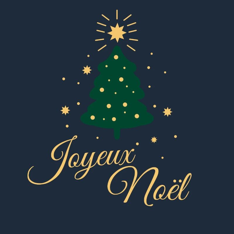 Sapin de Noël simple avec texte doré élégant
