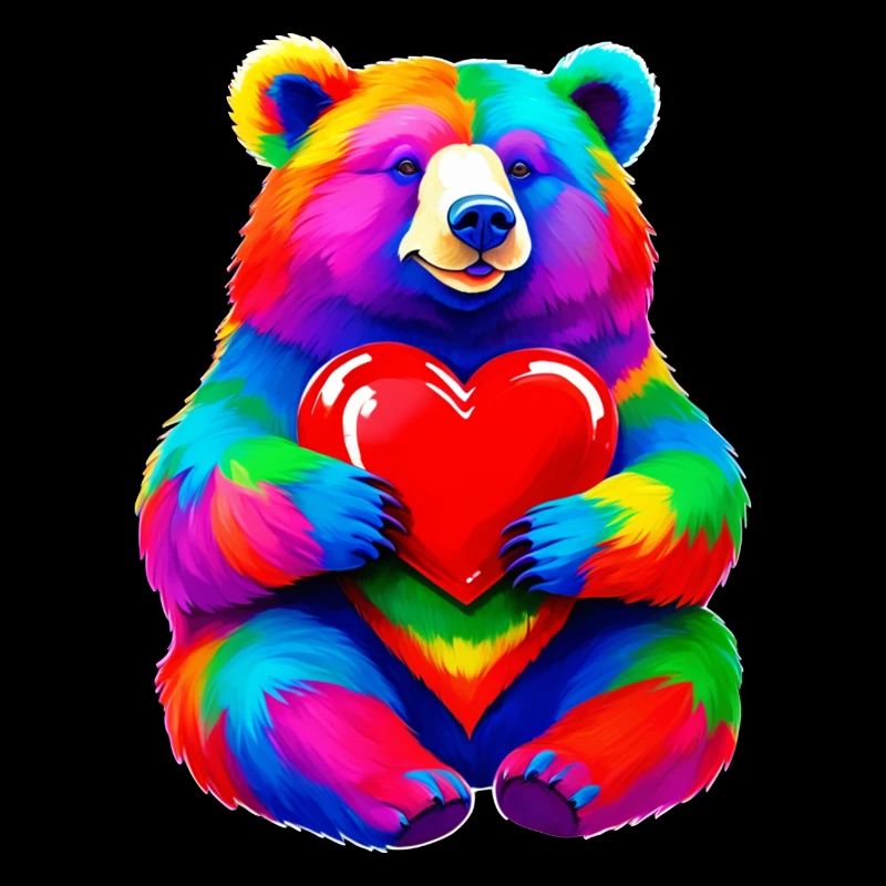 Ours arc-en-ciel avec coeur coloré