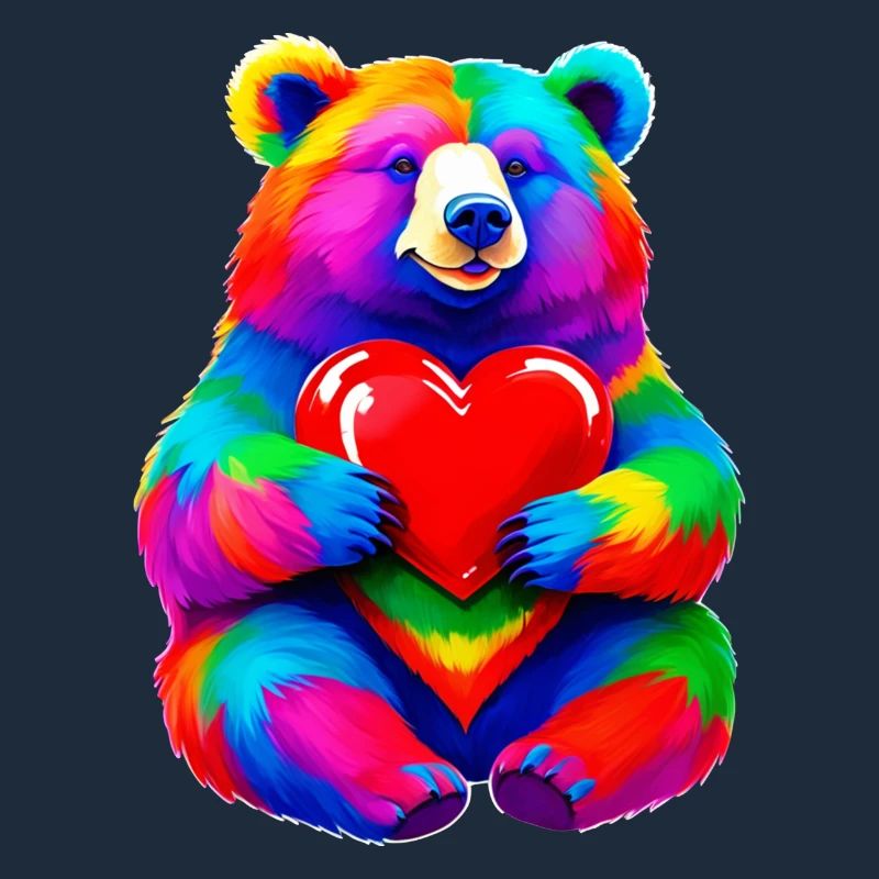 Regenbogen Bär mit Herz Bunt
