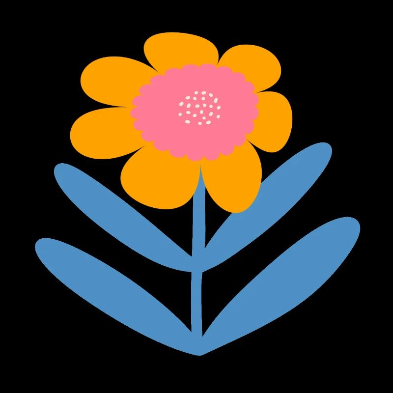 Orangene Süße Blume mit blauen Blättern