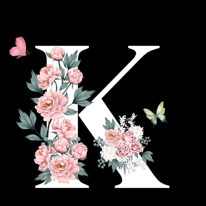 Buchstabe k rosa Blumen